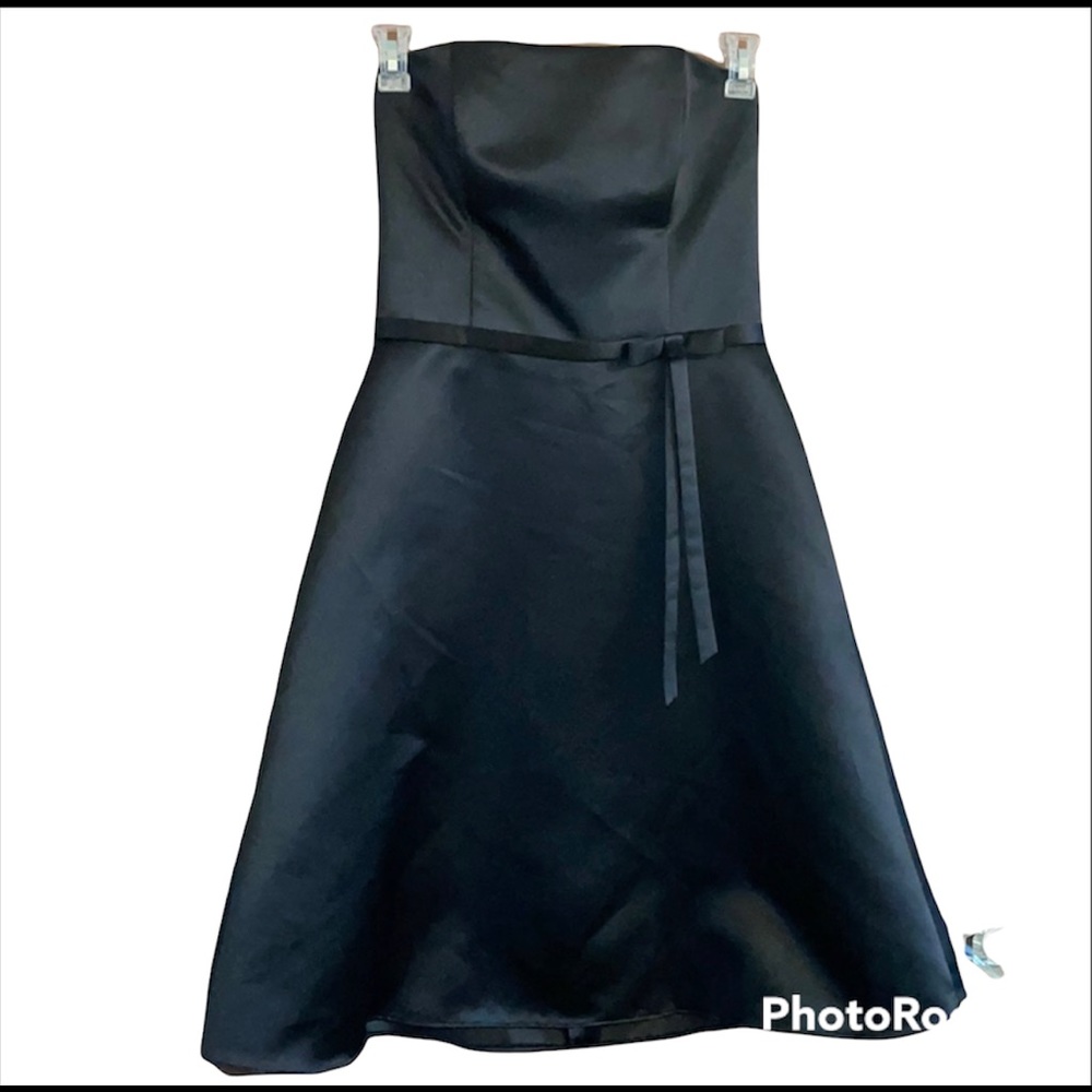Jessica McClintock bridal black satin strapless a-line dress size 10